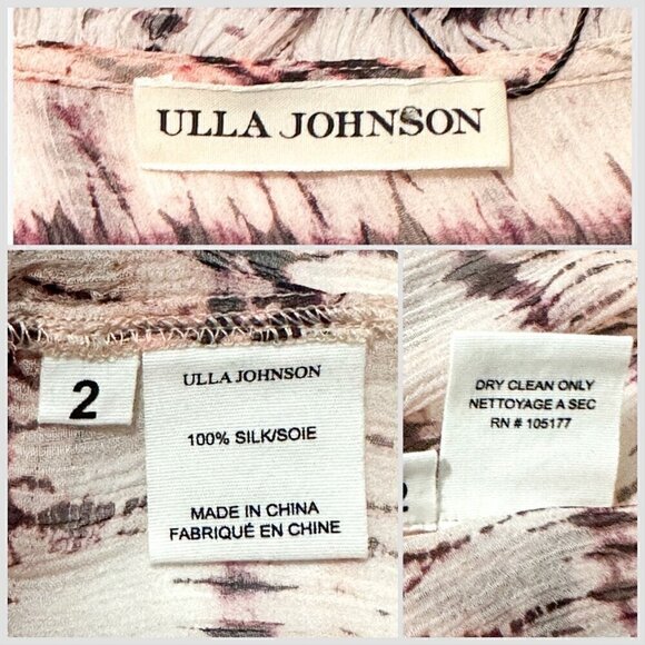 Ulla Johnson Clea Pink Tie Dye Stripe Silk Blouse , Size 2 - Picture 6 of 16